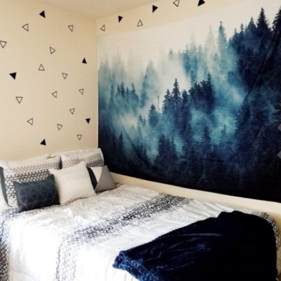 Foggy Forest Tree Peaceful Landscape Tapestry - Picture 4 of 5